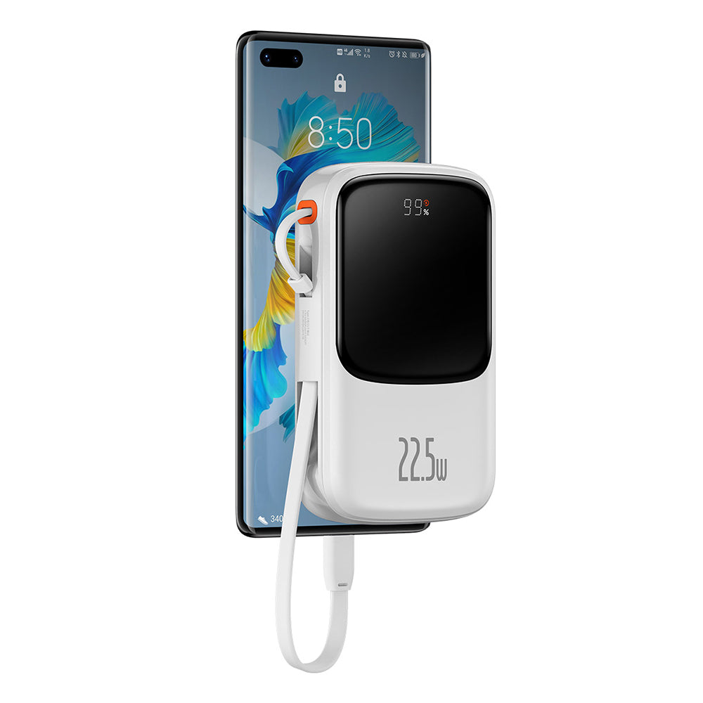 Externer Akku Baseus Qpow Pro, 10000mAh, 22.5W, QC + PD, 1 x USB-A - 2 x USB-C, Weiß PPQD020102