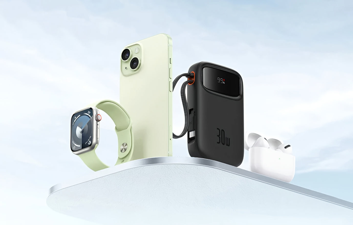 Externer Akku Baseus Qpow2, 20000mAh, 30W, QC + PD, 1 x USB-A - 3 x USB-C, Schwarz P10055009113-00