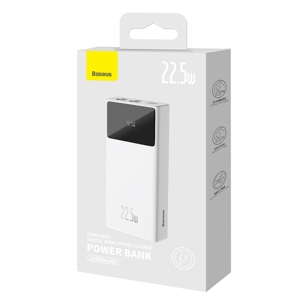 Externer Akku Baseus Star Lord, 20000mAh, 22.5W, QC + PD, 1 x USB-C - 2 x USB-A, Weiß PPXJ080002
