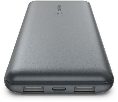 Externe Batterie Belkin BoostCharge, 10000mAh, 15W, 1 x USB-C - 2 x USB-A, Grau BPB011btGY