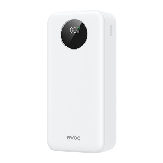 External Battery BWOO BO-P64, 30000mAh, 22.5W, QC + PD, 1 x USB-C - 2 x USB-A, White