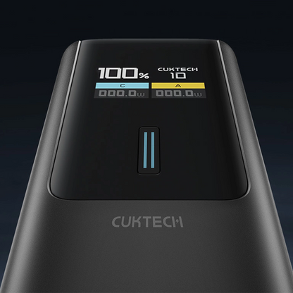 Cuktech External Battery, 10000mAh, 150W, QC + PD, 1 x USB-A - 1 x USB-C, Black CKPB100PGLBL