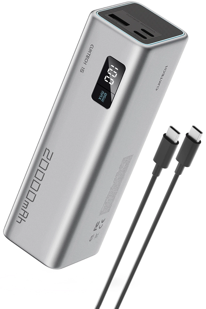 Externer Akku Cuktech, 20000mAh, 100W, QC + PD, 1 x USB-A - 2 x USB-C, Grau CUKP200XGLGR