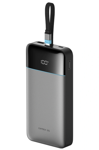 Externe Batterie Cuktech LPB252N, 25000mAh, 120W, QC + PD, 1 x USB-A - 2 x USB-C, Grau
