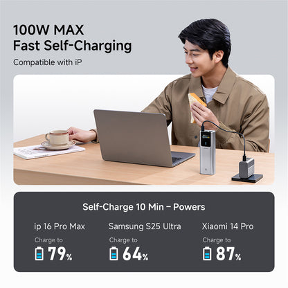 Externe Batterie Cuktech PB150P, 15000mAh, 120W, QC + PD, 1 x USB-A - 2 x USB-C, Grau CKPB150POSGR