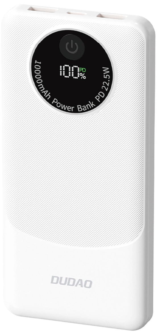 Externer Akku Dudao K12, 10000mAh, 22.5W, QC + PD, 1 x USB-C - 2 x USB-A, Weiß