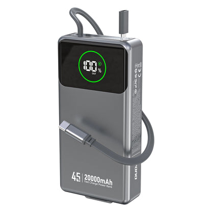 Externe Batterie Dudao K31 Pro, 20000mAh, 45W, QC + PD, 1 x USB-A - 2 x USB-C, Grau