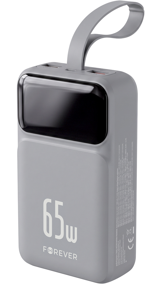 Externe Batterie Forever Vibe-TB65, 20000mAh, 65W, QC + PD, 2 x USB-A - 2 x USB-C, Grau