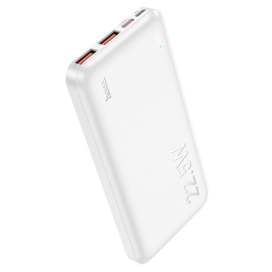 External Battery HOCO J101, 10000mAh, 22.5W, QC + PD, 1 x USB-C - 2 x USB-A, White