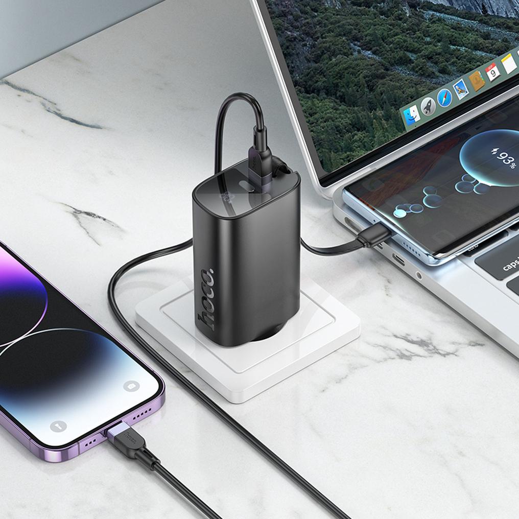 HOCO J148 2-in-1 Powerbank, 5000 mAh, 20 W, PD, 2 × USB-C, Schwarz