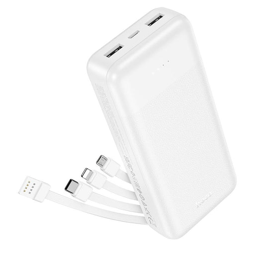 HOCO J163A Powerbank, 20000 mAh, 10 W, 1 x Lightning – 1 x Micro-USB – 1 x USB-C – 2 x USB-A, Weiß