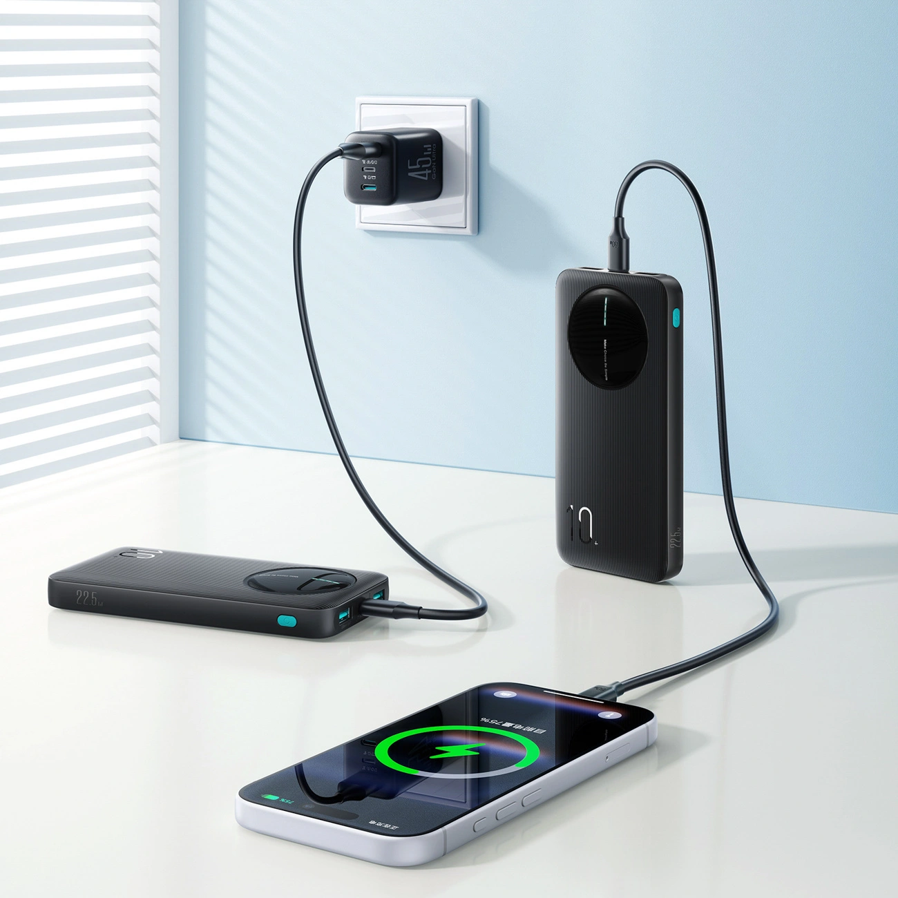 Externe Batterie Joyroom JR-PBF12 Pro, 10000mAh, 22,5W, QC + PD, 1 x USB-C - 2 x USB-A, Schwarz