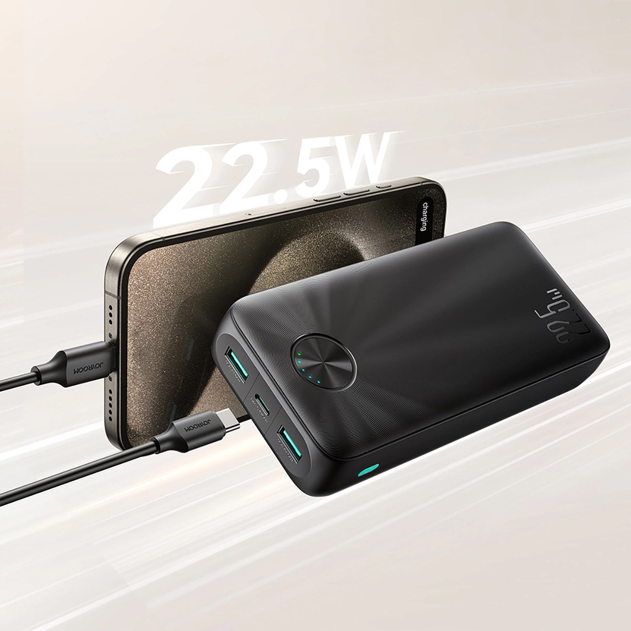 Externer Akku Joyroom JR-PBF16, 20000mAh, 22.5W, QC + PD, 1 x USB-C - 2 x USB-A, Schwarz 