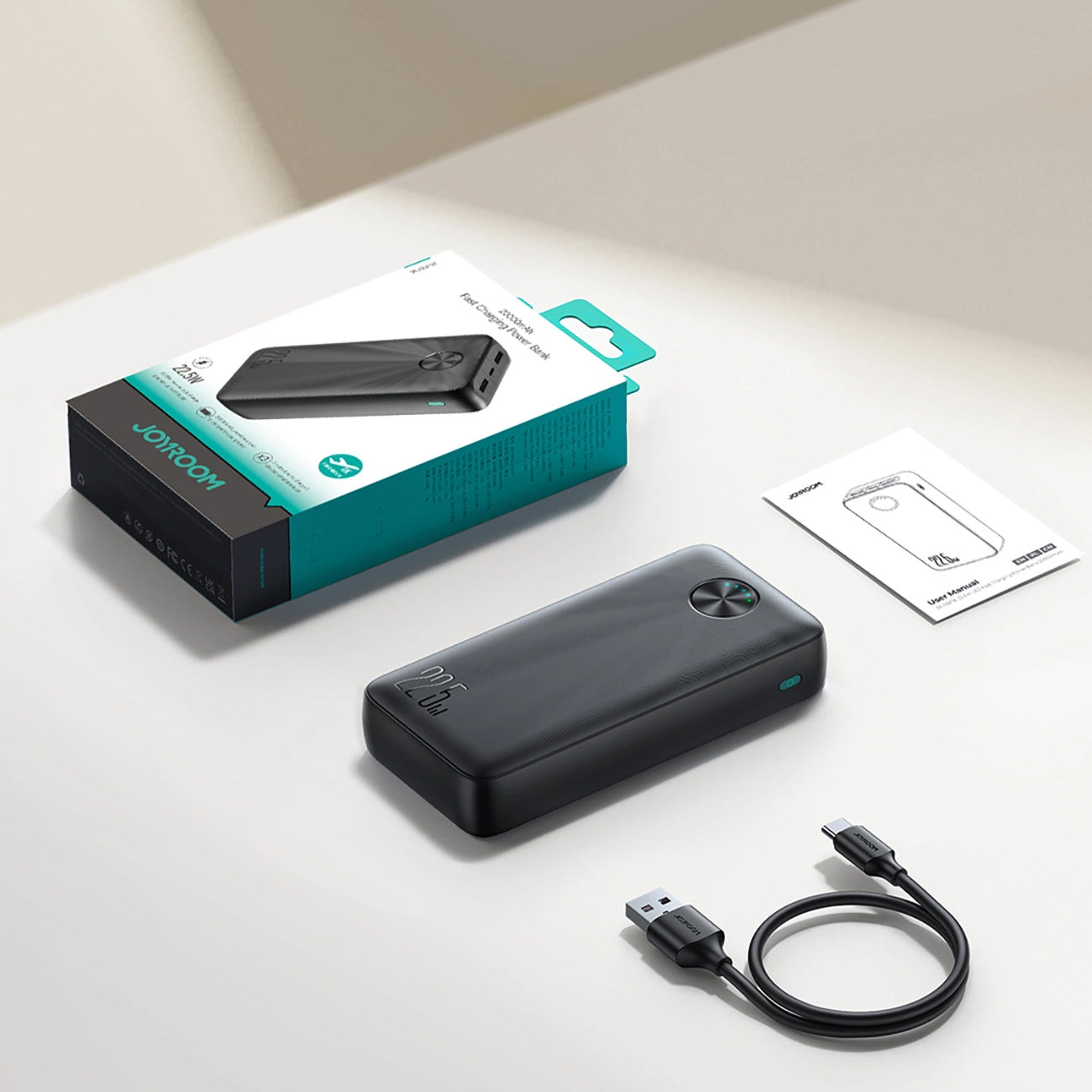 Externer Akku Joyroom JR-PBF16, 20000mAh, 22.5W, QC + PD, 1 x USB-C - 2 x USB-A, Schwarz 