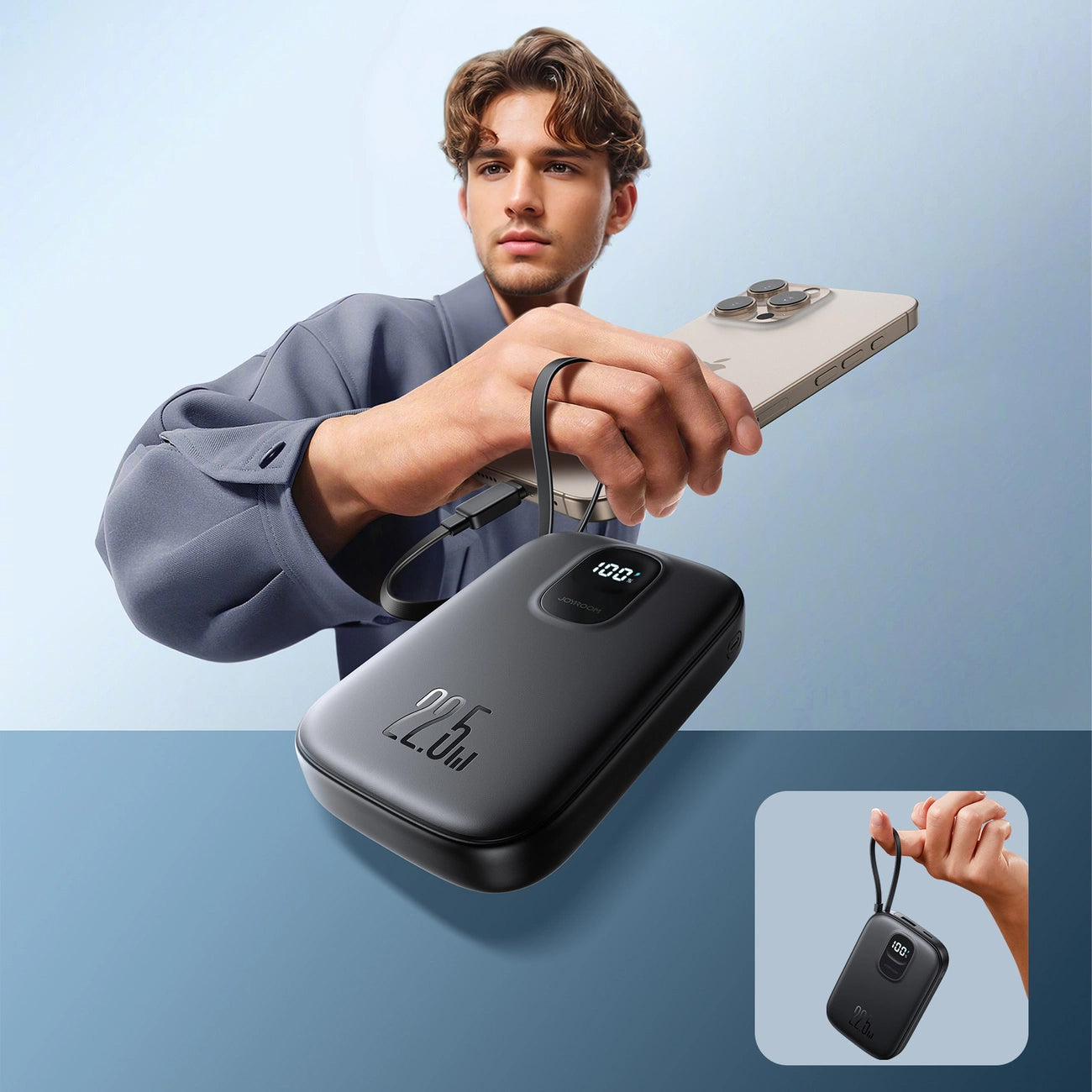 Externer Akku Joyroom JR-PBF17, 10000mAh, 22.5W, QC + PD, 1 x USB-A - 2 x USB-C, Schwarz