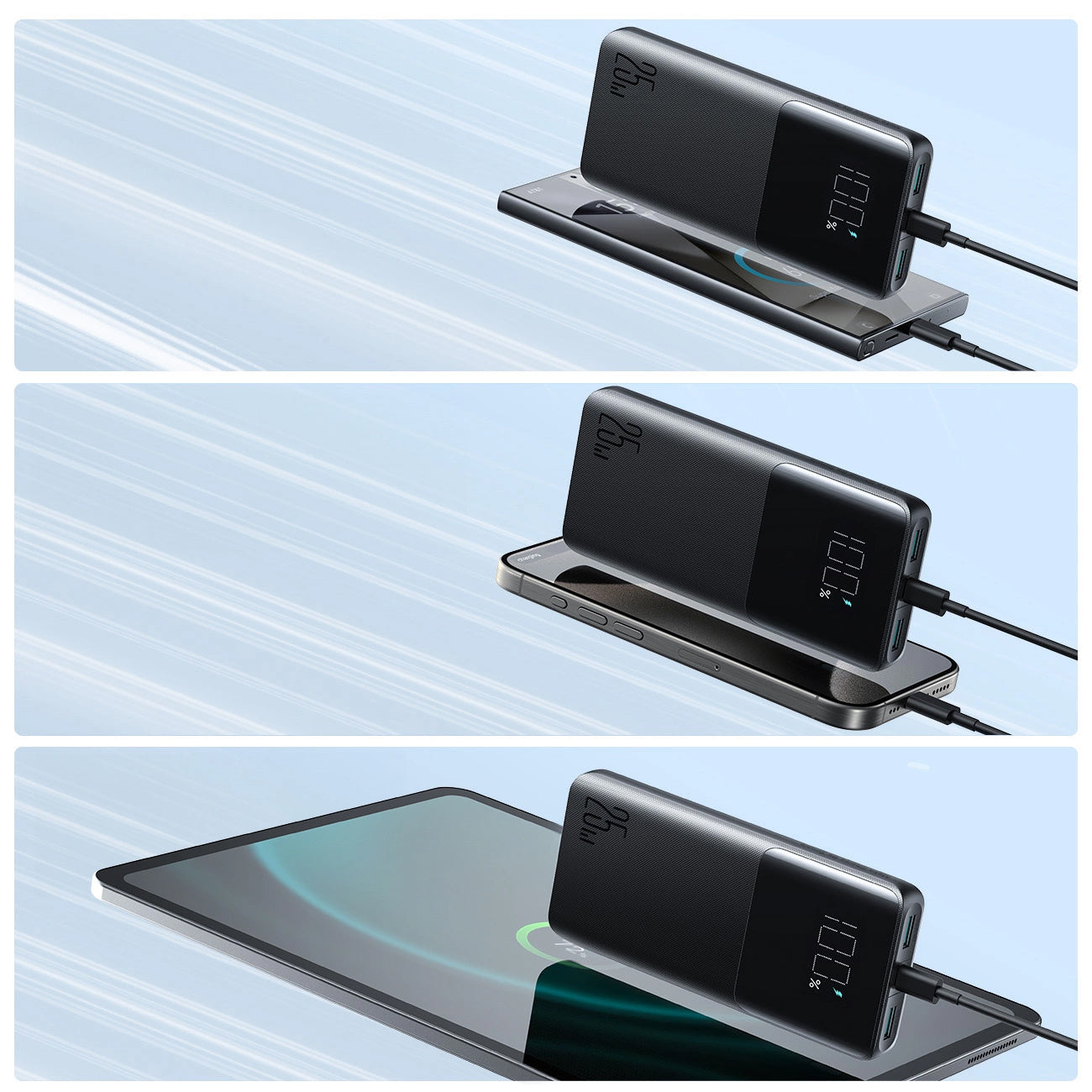 Externer Akku Joyroom JR-PBF20, 10000mAh, 25W, QC + PD, 1 x USB-C - 2 x USB-A, Schwarz
