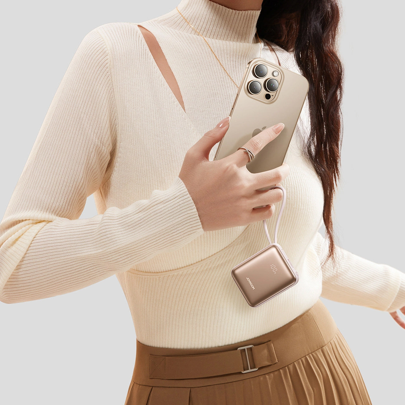 Externer Akku Joyroom JR-PBF27, 10000mAh, 22.5W, PD, 1 x Lightning - 2 x USB-C, Gold