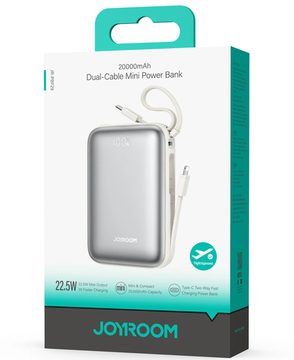 Externer Akku Joyroom JR-PBF29, 20000mAh, 22.5W, QC + PD, 1 x Lightning - 2 x USB-C, Weiß