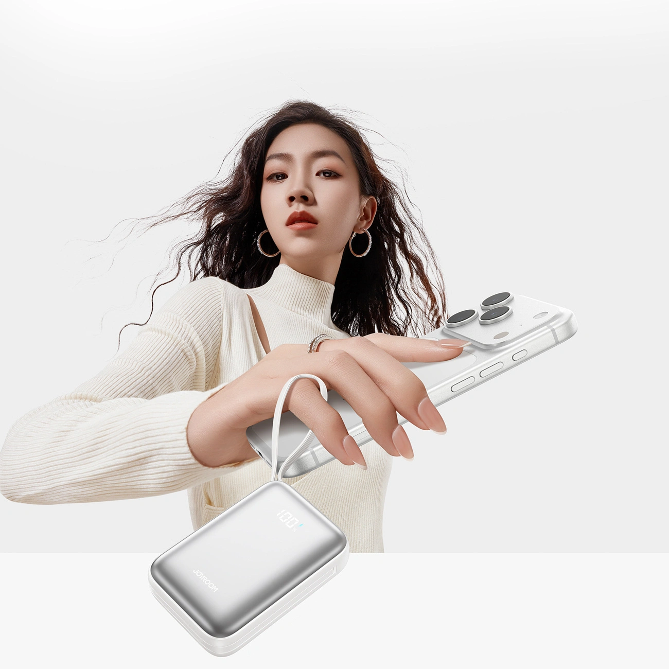Externer Akku Joyroom JR-PBF29, 20000mAh, 22.5W, QC + PD, 1 x Lightning - 2 x USB-C, Weiß
