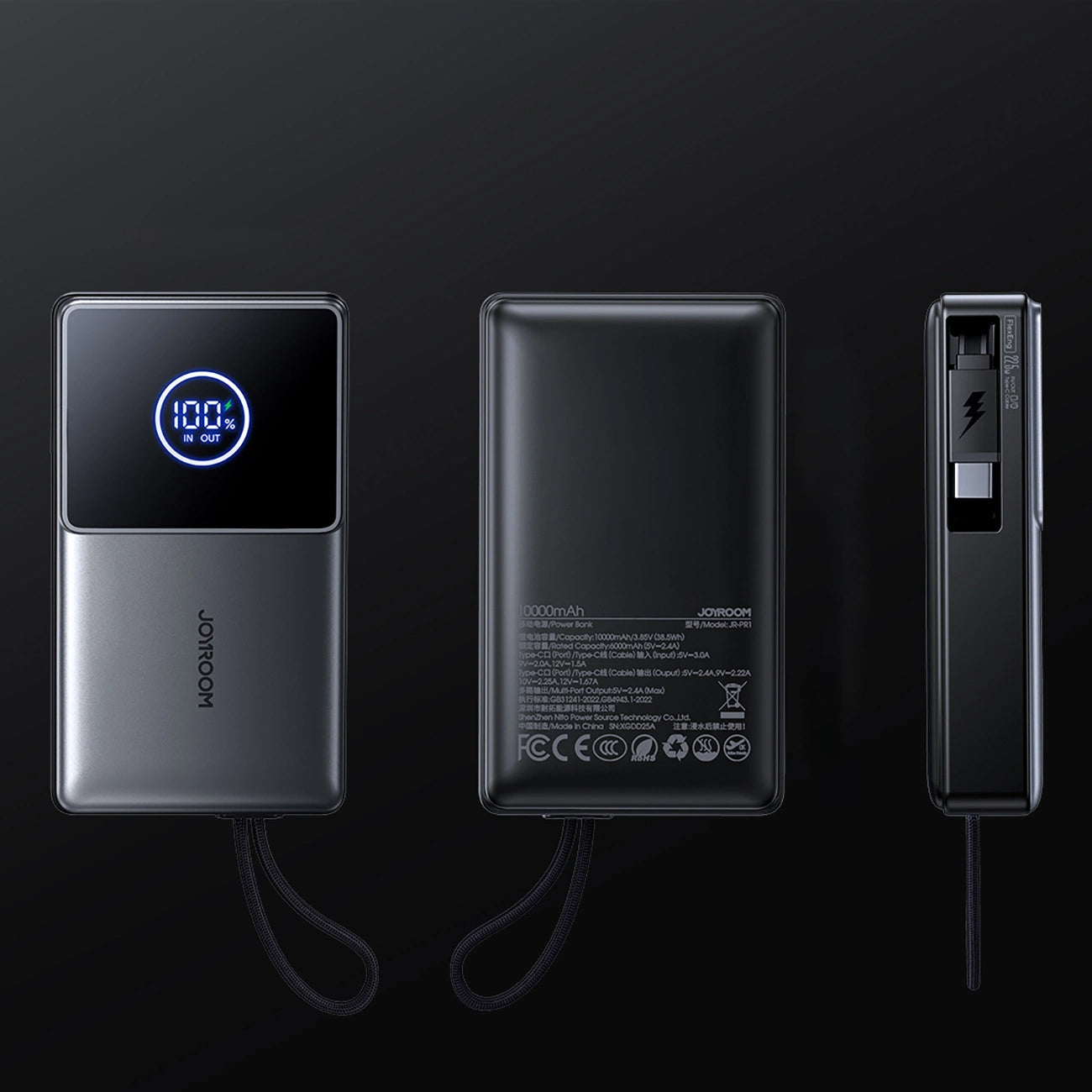Externer Akku Joyroom JR-PR1, 10000mAh, 22.5W, PD, 2 x USB-C, Grau