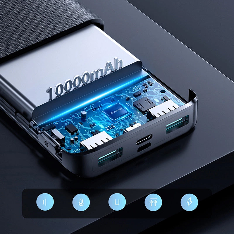Externer Akku Joyroom JR-QP191, 10000mAh, 22.5W, QC + PD, 1 x USB-C - 2 x USB-A, Schwarz