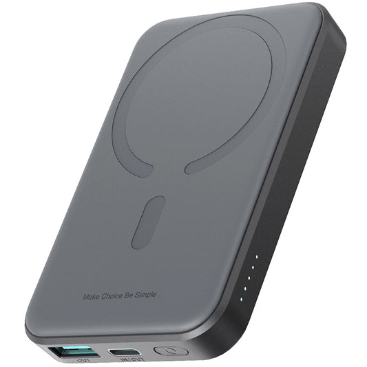 Joyroom JR-W020 Mini-Akku, 5000mAh, 20W, QC + PD + FQI, 1 x QI - 1 x USB-A - 1 x USB-C, Schwarz