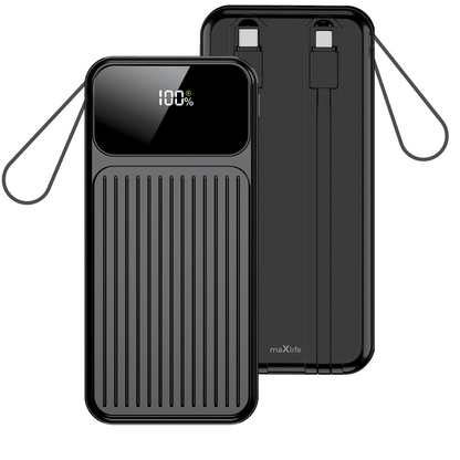 Externer Akku MaXlife MXPB-06, 10000mAh, 22,5W, QC + PD, 1 x Lightning - 2 x USB-A - 2 x USB-C, Schwarz
