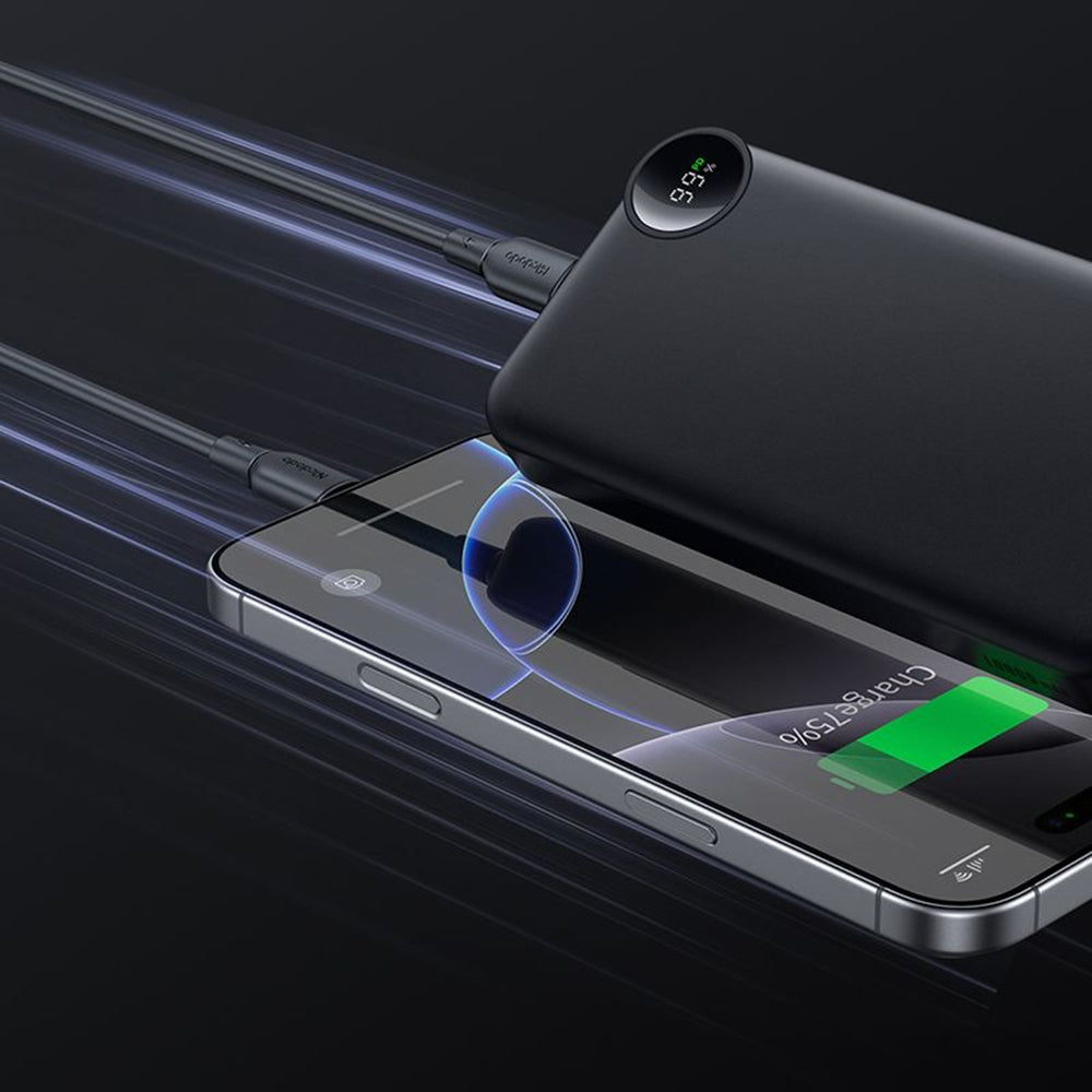Externer Akku McDodo MC-3850 Display, 10000mAh, 30W, QC + PD, 1 x USB-A - 2 x USB-C, Schwarz