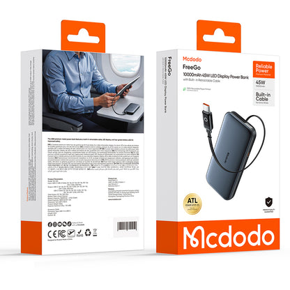 Externe Batterie McDodo MC-5920 MetaFree, 10000mAh, 45W, PD, 2 x USB-C, Grau