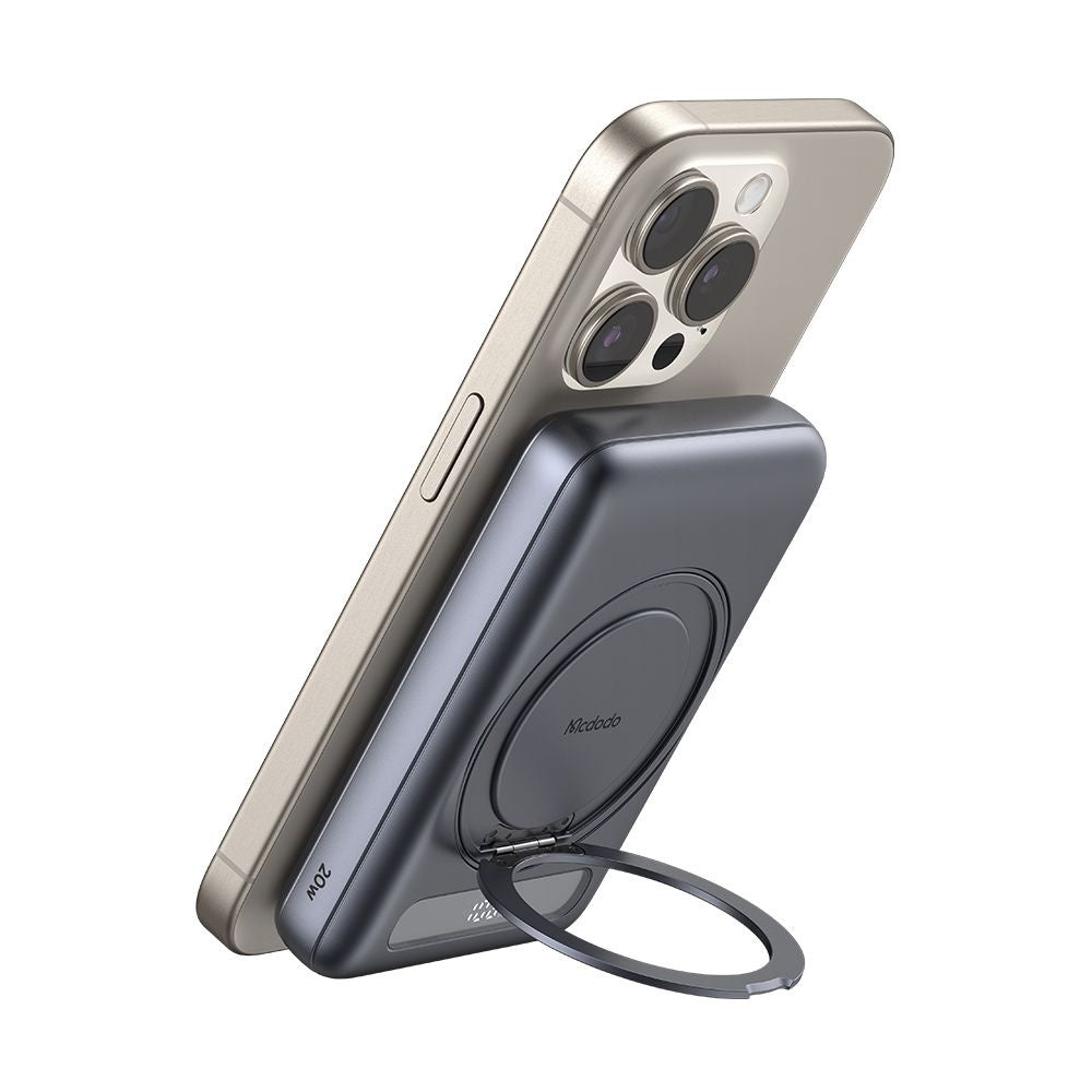 McDodo MC-8371 Meta Wireless External Battery, 10000mAh, 20W, PD + FQI, 1 x QI - 1 x USB-C, Grey