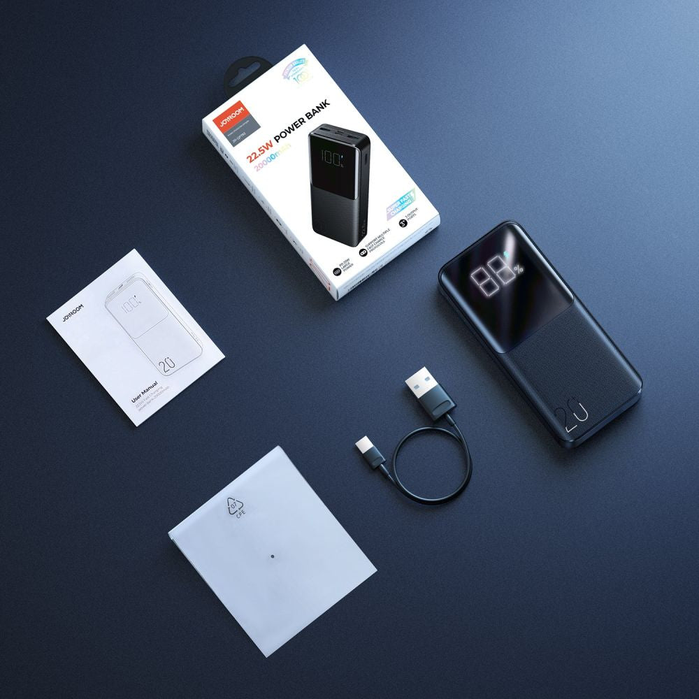 Externer Akku Joyroom, 20000mAh, 22.5W, QC + PD, 1 x USB-C - 2 x USB-A, Schwarz JR-QP192
