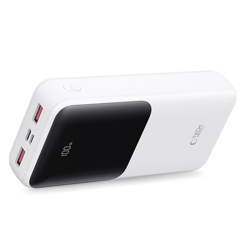 Externer Akku Tech-Protect PB02, 20000mAh, 22.5W, QC + PD, 1 x USB-C - 2 x USB-A, Weiß
