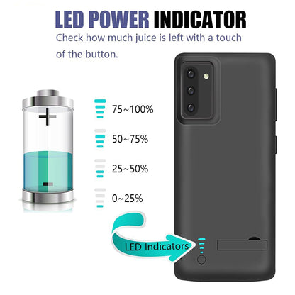 Externer Akkutyp Hülle Techsuit Power Pro Battery für Samsung Galaxy Note 10 5G N971 / Note10 N970, 5000mAh, Schwarz