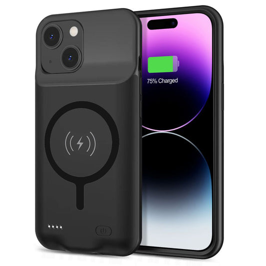 Externer Akku Typ Hülle Wireless Techsuit Power Pro Battery für Apple iPhone 15, 7000mAh, Schwarz