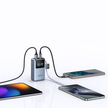 Externe Batterie UGREEN Nexode Pro PB727 (75701B), 10000mAh, 55W, QC + PD, 1 x USB-A - 2 x USB-C, Grau