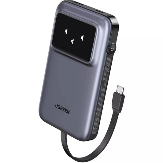 Externer Akku UGREEN PB511 Uno, 10000mAh, 30W, QC + PD, 1 x USB-A - 2 x USB-C, Grau