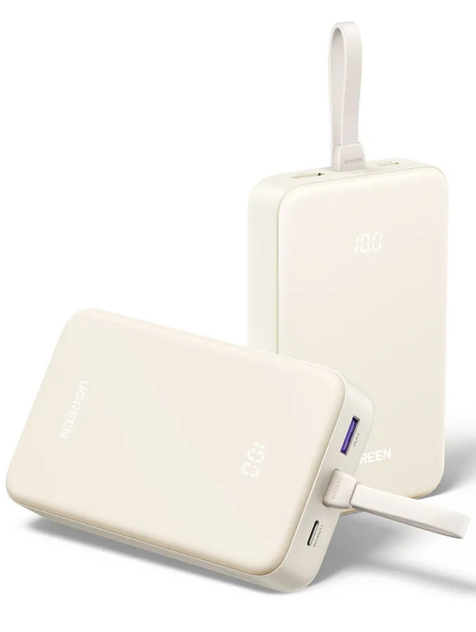 Externer Akku UGREEN PB521, 20000mAh, 30W, QC + PD, 1 x USB-A - 2 x USB-C, Weiß