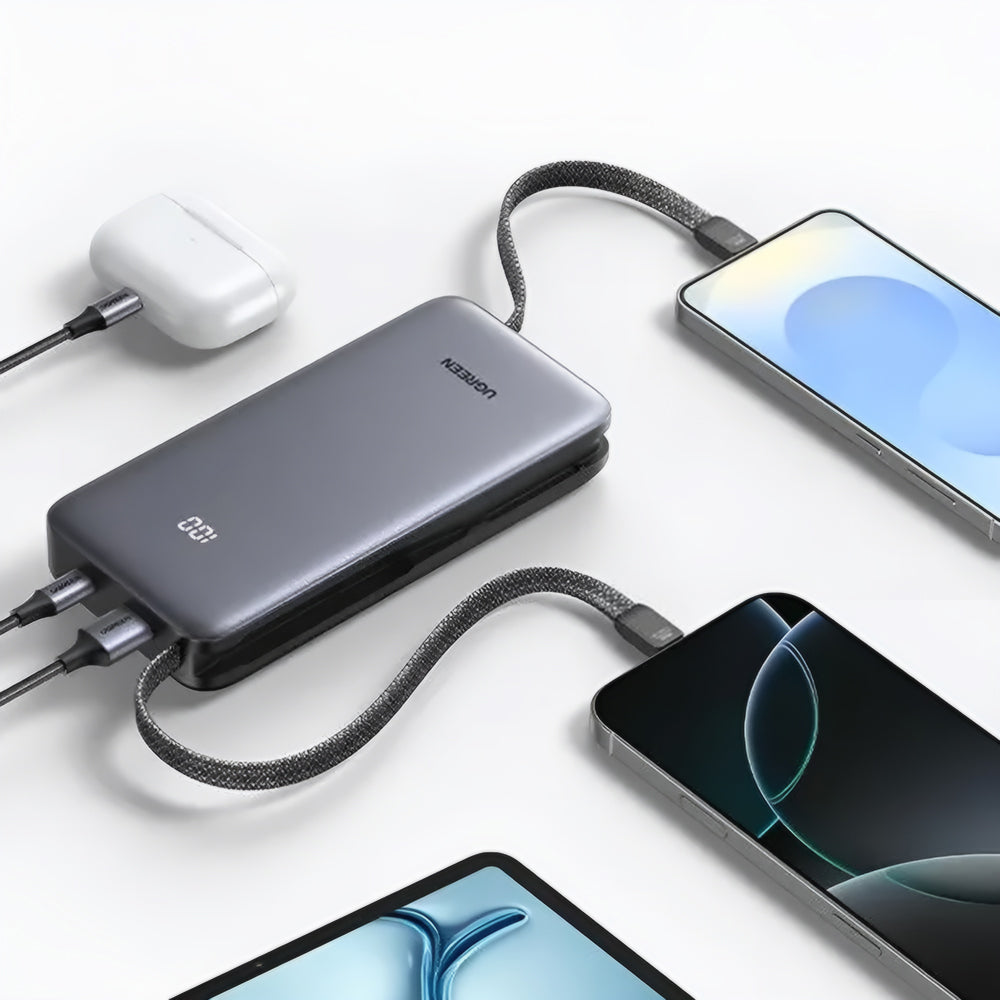 Externer Akku UGREEN PB528 (55985B), 20000mAh, 30W, QC + PD, 1 x USB-A - 3 x USB-C, Grau