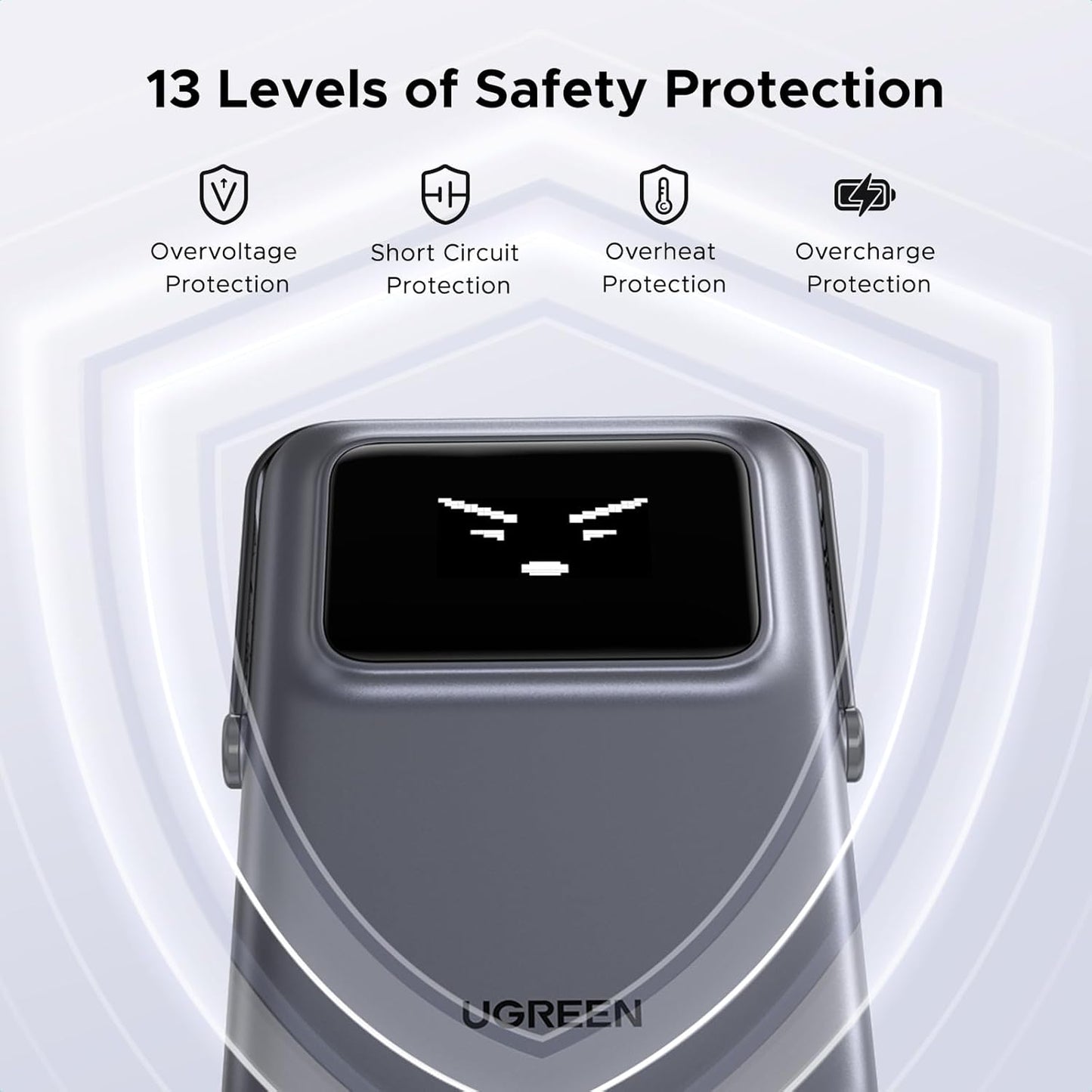 Externer Wireless-Akku UGREEN PB572 Uno, 10000mAh, 20W, PD + FQI, 1 x QI - 1 x USB-C, Grau