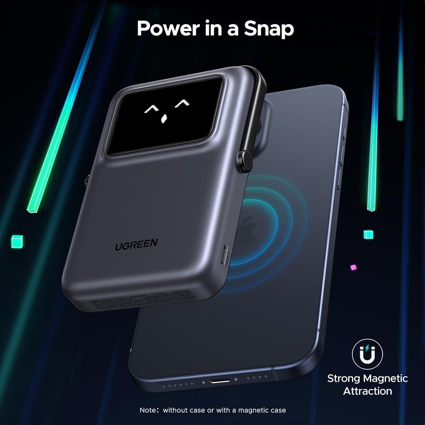 Externer Wireless-Akku UGREEN PB572 Uno, 10000mAh, 20W, PD + FQI, 1 x QI - 1 x USB-C, Grau