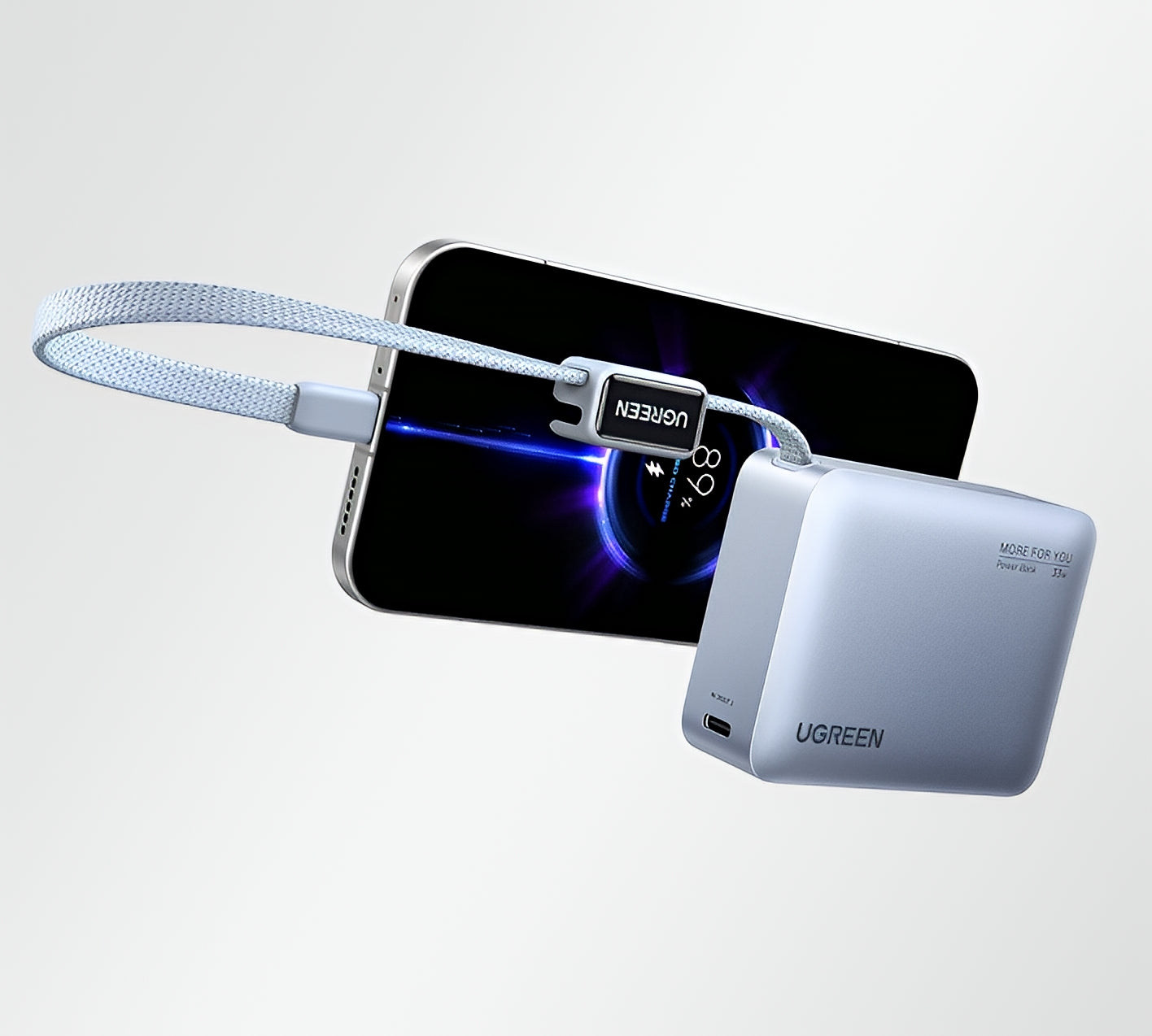 Externe Batterie UGREEN PB584 (75173B), 10000mAh, 33W, QC + PD, 1 x USB-A - 2 x USB-C, Blau
