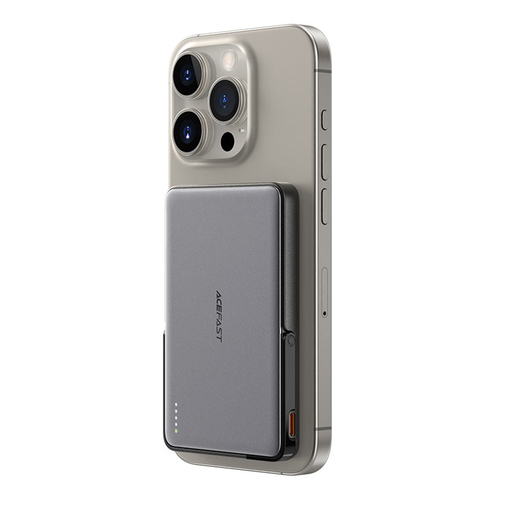 Externer Wireless Akku Acefast M16, 5000mAh, 18W, PD + FQI, 1 x QI - 1 x USB-C, Schwarz