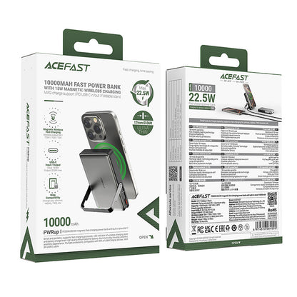 Externer Wireless Akku Acefast M17, 10000mAh, 22.5W, PD + FQI, 1 x QI - 1 x USB-C, Schwarz