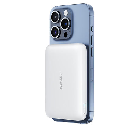 Externer Wireless Akku Acefast M25, 5000mAh, 20W, PD + FQI, 1 x QI - 1 x USB-C, Weiß