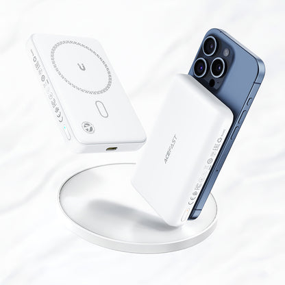 Externer Wireless Akku Acefast M26, 10000mAh, 20W, PD + FQI, 1 x QI - 1 x USB-C, Weiß