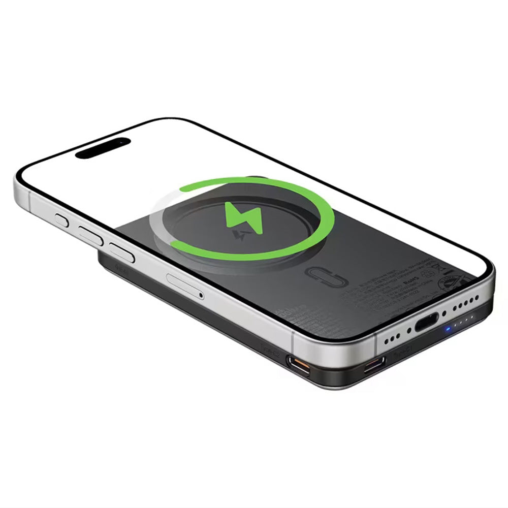 Externer Wireless Akku Acefast M30, 5000mAh, 20W, PD + FQI, 1 x QI - 2 x USB-C, Schwarz