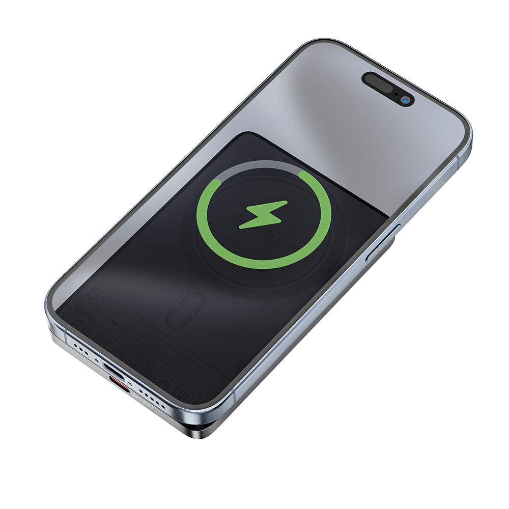 Externer Wireless Akku Acefast M8, 5000mAh, 18W, PD + FQI, 1 x QI - 1 x USB-C, Schwarz