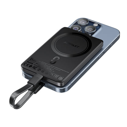 Externer Wireless Akku Acefast M8, 5000mAh, 18W, PD + FQI, 1 x QI - 1 x USB-C, Schwarz