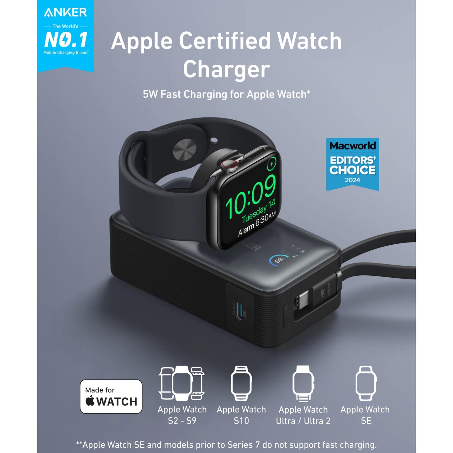 Externer Wireless Akku Anker MagGo, 10000mAh, 35W, PD + QI, 1 x QI - 2 x USB-C, Schwarz A1657H11