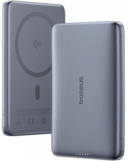 Externer Wireless-Akku Baseus PicoGo AM41, 10000mAh, 27W, PD + FQI, 1 x QI - 1 x USB-C, Grau E0027200